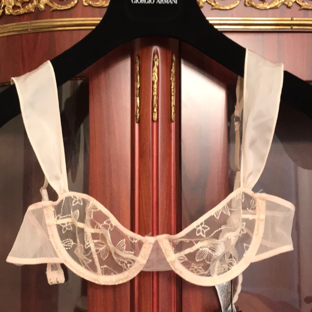 Zara mesh embroidered underwire soft cup bra Sz.32B